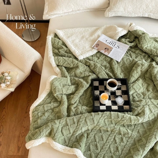 Coral Velvet Napping Blanket Winter Blanket Green 70x100cm