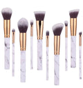 10 Piece Marble Style Professional Makeup Brush Cosmetic Set - Black