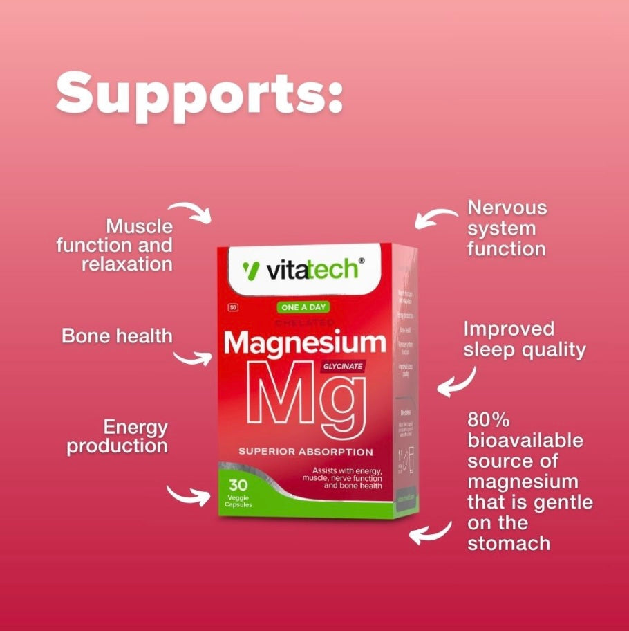 VITATECH Magnesium Glycinate 30 Veggie Capsules