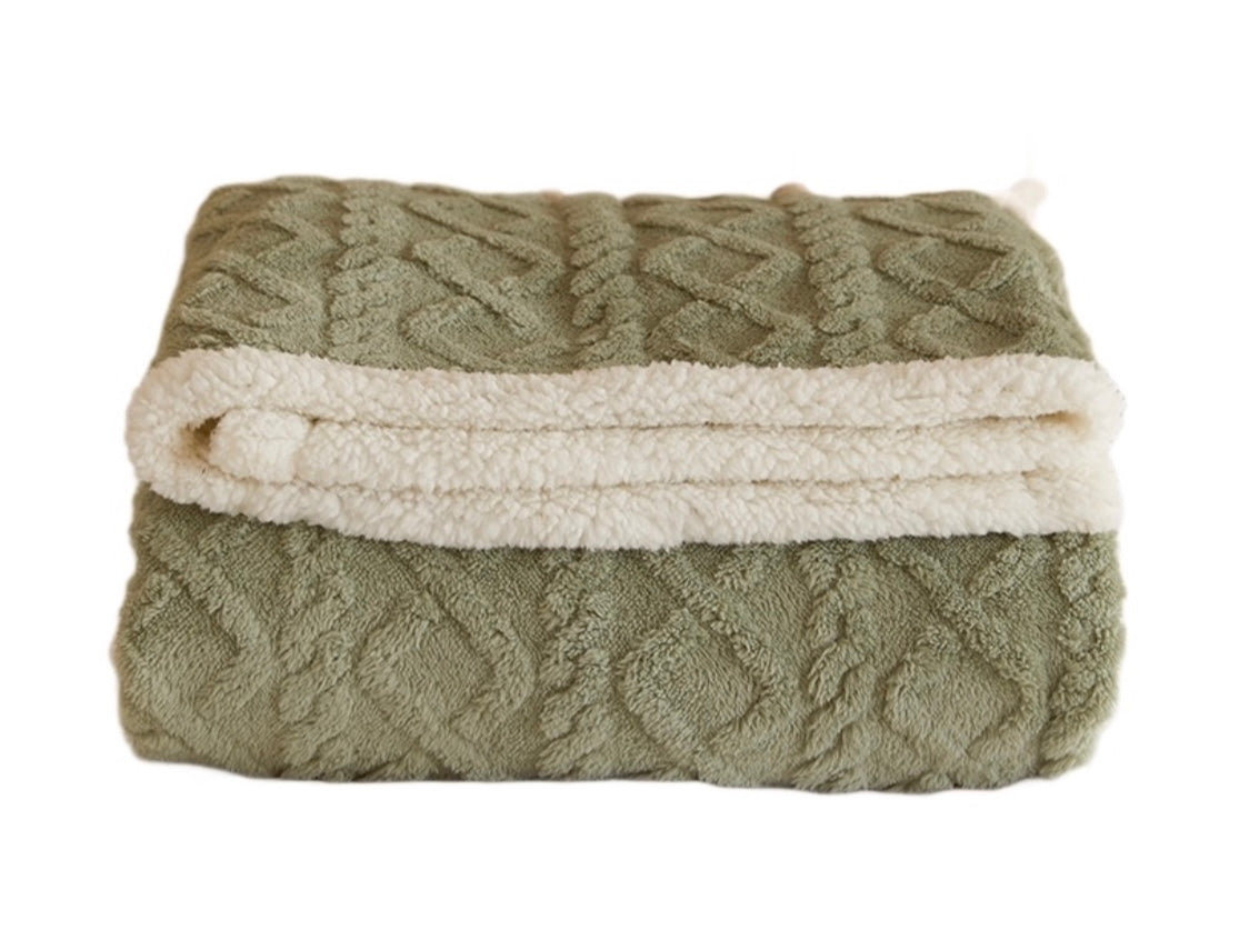 Coral Velvet Napping Blanket Winter Blanket Green 70x100cm