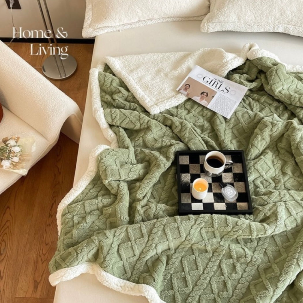 Coral Velvet Napping Blanket Winter Blanket Green 70x100cm