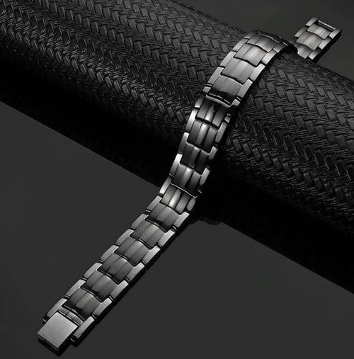 Men's Magnetic Therapy Bracelet with 591 Minerals, Adjustable, Black